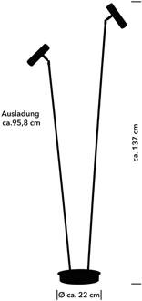 Tom Pro LED vloerlamp, zwart, 2-lamps, CCT, dimmer