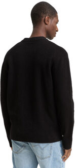 Tom Tailor Basic boucle crew neck knit Zwart - M