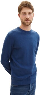 Tom Tailor Basic crewneck knit Blauw - XL