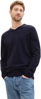 Tom Tailor Basic v-neck knit Blauw - XXXL
