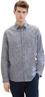 Tom Tailor Cotton linen shirt Blauw - M