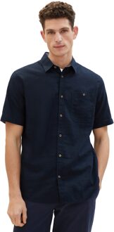 Tom Tailor Cotton linen shirt Blauw - XXL