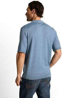 Tom Tailor Cotton silk knit polo Blauw - XL