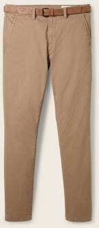 Tom Tailor Denim Chino broek met riem, Mannen, beige, Größe 29/30 bruin