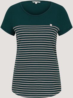 Tom Tailor Denim gestreept T-shirt groen/wit - XL
