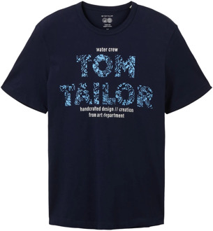 Tom Tailor Gestippeld T-shirt met borstzak Tom Tailor , Blue , Heren - 2Xl,M,S