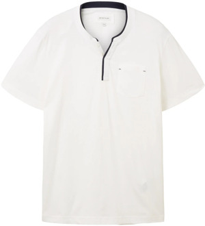 Tom Tailor Henley Hals T-Shirt met Borstzakje Tom Tailor , White , Heren - XL