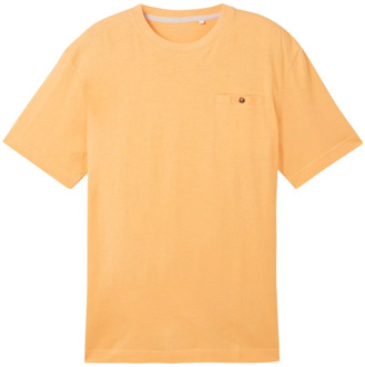Tom Tailor Linnen T-shirt gewassen oranje Tom Tailor , Orange , Heren - 2Xl,Xl,L,M,3Xl