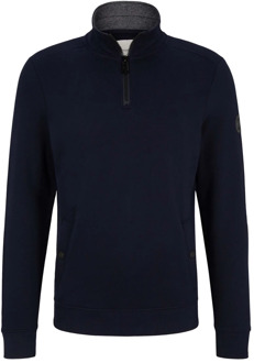 Tom Tailor Moderne Troyer Sweatshirt Tom Tailor , Blue , Heren - Xl,L,M