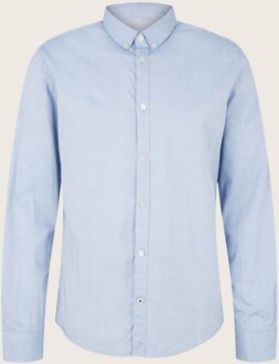Tom Tailor Overhemd Blauw Strepen Contrast Linnen Button Down Slim Fit - 3XL