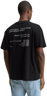 Tom Tailor Relaxed printed t-shirt - maat M Zwart