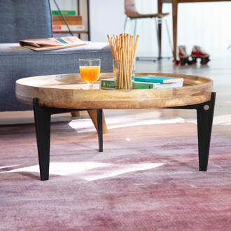 Tom Tailor Ronde Salontafel 'Winfield' Mangohout en metaal, 75cm - 75 cm