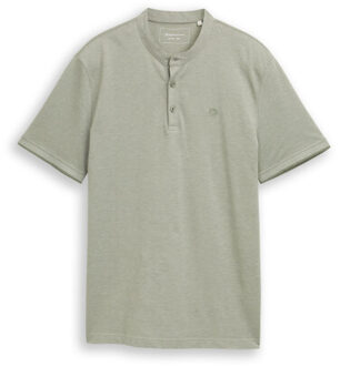 Tom Tailor Stand up collor two tone polo - maat M Groen