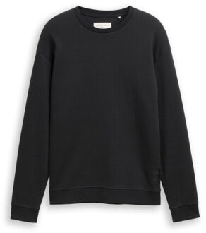 Tom Tailor Structured crewneck sweatshirt Zwart