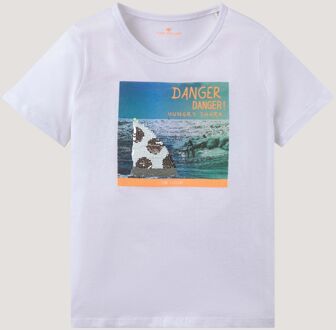 Tom Tailor T-shirt met print, Jongens, wit, Größe 104/110