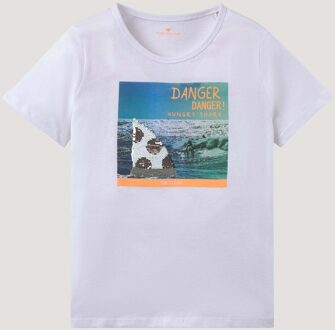 Tom Tailor T-shirt met print, Jongens, wit, Größe 128/134