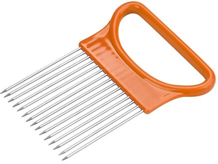 Tomaat Ui Groenten Slicer Snijden Aid Houder Gids Snijden Cutter Veilig Vork Keuken Gereedschap # T2 Oranje