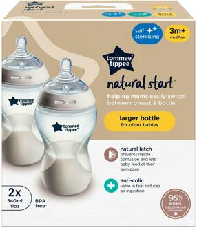 TOMMEE TIPPEE Babyflessen 3m + 340ml X2