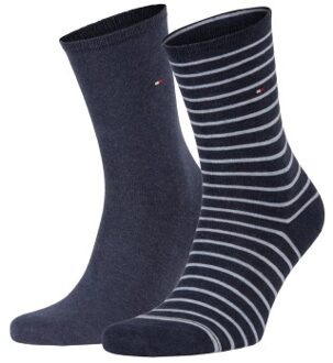Tommy Hilfiger 2 stuks Classic Small Stripe Socks * Actie * Zwart,Versch.kleure/Patroon,Blauw,Grijs,Roze,Rood,Beige,Wit - Maat 35/38,Maat 39/42