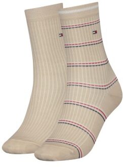 Tommy Hilfiger 2 stuks Coastal Stripe Tencel Socks * Actie * Beige,Wit,Versch.kleure/Patroon - Maat 35/38,Maat 39/42