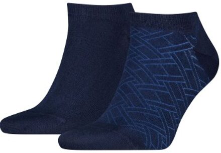 Tommy Hilfiger 2 stuks Cotton Sneaker Socks Patterned * Actie * Blauw,Beige - Maat 39/42,Maat 43/46
