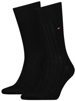 Tommy Hilfiger 2 stuks Fil D Ecosse Rib Socks * Actie * Zwart,Blauw - Maat 39/42,Maat 43/46