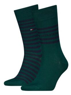 Tommy Hilfiger 2 stuks Men Breton Crew Socks * Actie * Blauw,Groen,Rood - Maat 39/42,Maat 43/46