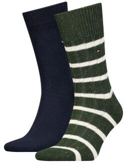 Tommy Hilfiger 2 stuks Men Neppy Stripe Sock * Actie * Versch.kleure/Patroon,Blauw,Groen,Zwart - Maat 39/42,Maat 43/46