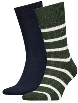 Tommy Hilfiger 2 stuks Men Neppy Stripe Sock Versch.kleure/Patroon,Blauw,Groen,Zwart - Maat 39/42,Maat 43/46