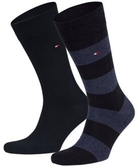 Tommy Hilfiger 2 stuks Men Rugby Sock Zwart,Versch.kleure/Patroon,Blauw,Rood,Grijs - Maat 39/42,Maat 43/46