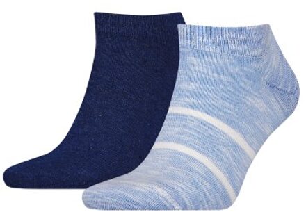 Tommy Hilfiger 2 stuks Men Slub Sneaker Socks * Actie * Beige,Blauw - Maat 39/42,Maat 43/46