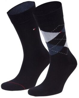 Tommy Hilfiger 2 stuks Men Sock Check Blauw,Bruin,Zwart,Grijs,Beige,Versch.kleure/Patroon,Groen,Rood - Maat 39/42,Maat 43/46,Maat 47/48,Maat 47/49