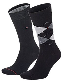 Tommy Hilfiger 2 stuks Men Sock Check Blauw,Bruin,Zwart,Grijs,Beige,Versch.kleure/Patroon,Rood - Maat 39/42,Maat 43/46,Maat 47/48