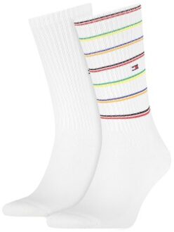 Tommy Hilfiger 2 stuks Men Sport Stripe Socks Wit - Maat 39/42