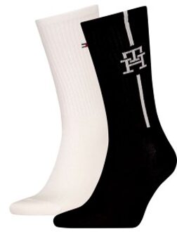 Tommy Hilfiger 2 stuks Monogram Sock * Actie * Versch.kleure/Patroon,Groen,Wit,Zwart,Blauw,Rood - Maat 39/42,Maat 43/46