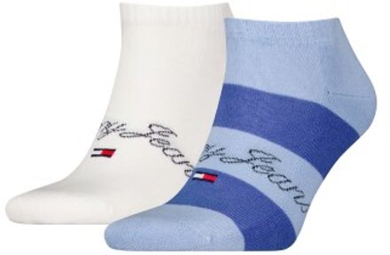 Tommy Hilfiger 2 stuks Rugby Sneaker Socks * Actie * Wit,Blauw,Versch.kleure/Patroon - Maat 35/38,Maat 43/46