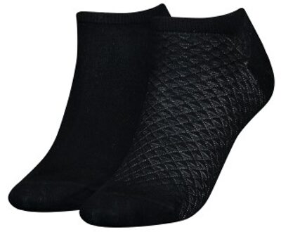 Tommy Hilfiger 2 stuks Women Diamond Sneaker Socks * Actie * Zwart,Wit,Blauw - Maat 35/38,Maat 39/42