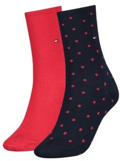 Tommy Hilfiger 2 stuks Women Dot Sock Zwart,Blauw,Versch.kleure/Patroon,Rood,Wit - Maat 35/38,Maat 39/42