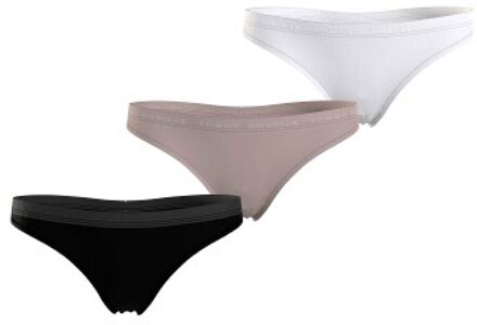 Tommy Hilfiger 3 stuks Everyday Luxe Thong Zwart,Versch.kleure/Patroon,Wit - Medium,Large,X-Large,XX-Large,3XL,4XL