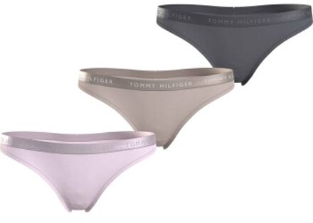 Tommy Hilfiger 3 stuks EverydayThong Roze,Versch.kleure/Patroon,Beige - Small,Medium,Large,X-Large