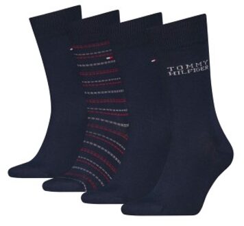 Tommy Hilfiger 4 stuks Men Classic Socks Tin Giftbox Blauw,Zwart - Maat 43/46