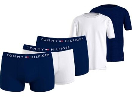 Tommy Hilfiger 5 stuks Trunk And Tee Giftbox * Actie * Wit,Versch.kleure/Patroon,Blauw - Small,Medium,Large,X-Large