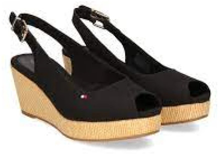 Tommy Hilfiger Alpargatas Iconic Elba Sling Back Sleehak Tommy Hilfiger , Black , Dames - 39 EU