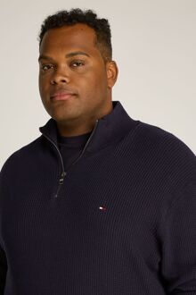 Tommy Hilfiger Big & Tall Half Zip Trui Structuur Navy Donkerblauw - 3XL