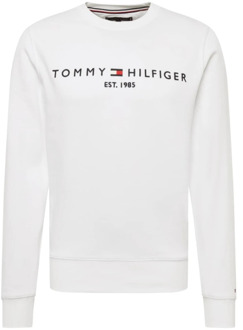 Tommy Hilfiger Biologisch Katoen Heren Logo Sweatshirt Tommy Hilfiger , White , Heren - Xl,L,M,S