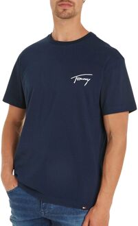 Tommy Hilfiger Blauw Bedrukt Kortemouw T-Shirt Tommy Hilfiger , Blue , Heren - Xl,L,M,S