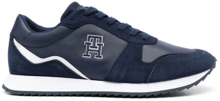 Tommy Hilfiger Blauwe Leren Sneakers voor Mannen Tommy Hilfiger , Blue , Heren - 44 Eu,41 Eu,43 EU