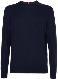 Tommy Hilfiger Blauwe Monogram Katoen en Kasjmier Trui oor Heren Tommy Hilfiger , Blue , Heren - Xl,L,M,S