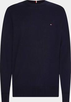 Tommy Hilfiger Blauwe Monogram Katoen en Kasjmier Trui oor Heren Tommy Hilfiger , Blue , Heren - Xl,L,M,S