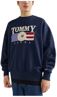 Tommy Hilfiger Boxy Luxe Sweatshirt Tommy Jeans Tommy Hilfiger , Blue , Heren - Xl,L,M,S
